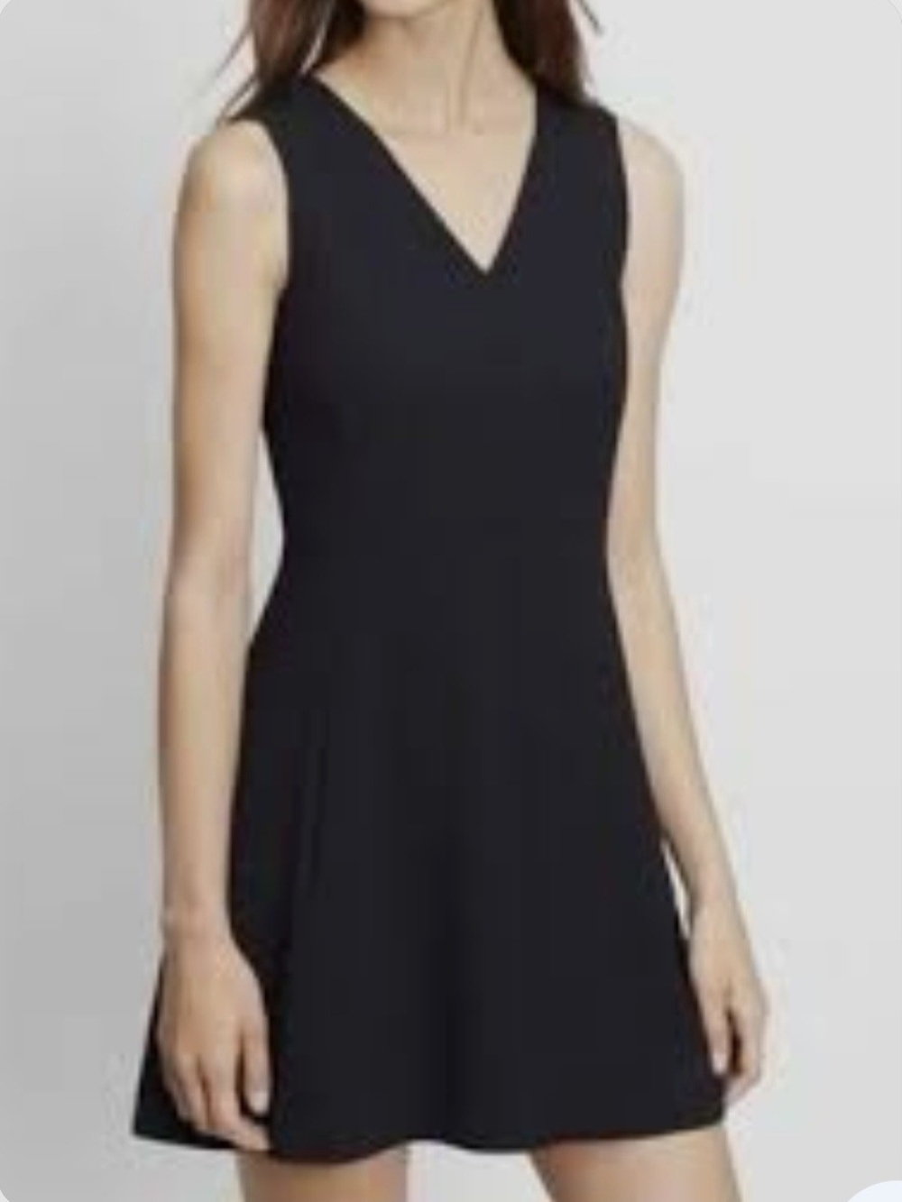 Vince Black Minimalist Sleeveless V-Neck Mini Dress with Subtle A-Line